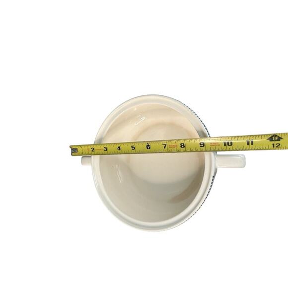 Vintage Royal Currier & Ives Blue White Ironstone Covered Casserole Dish Handles - Picture 12 of 14